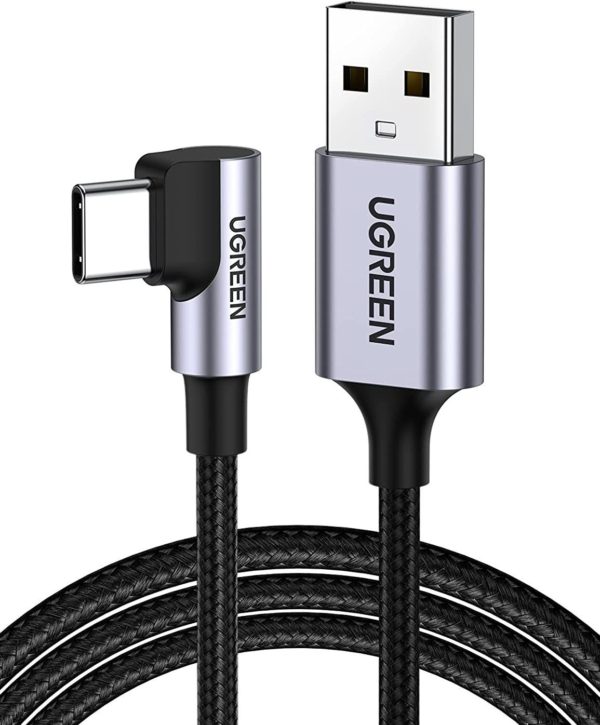 UGREEN USB-A Male to USB-C Male 3.0 3A 90-Degree Angled Cable 1 m Black AZOTTHONOM