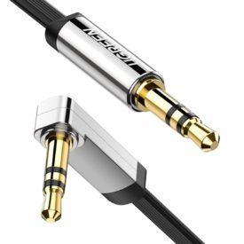 Ugreen 3.5mm Male to 3.5mm Male Straight to angle flat Cable 1m (Black) AZOTTHONOM