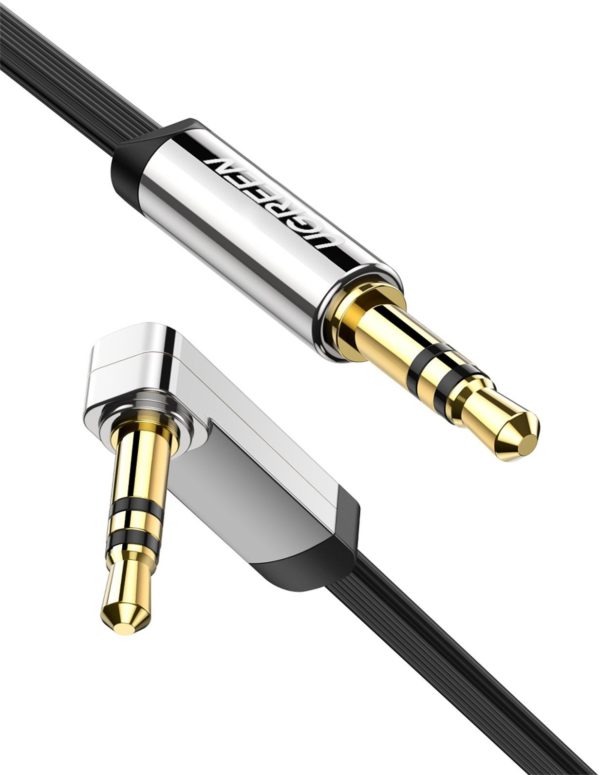 Ugreen 3.5mm Male to 3.5mm Male Straight to angle flat Cable 1m (Black) AZOTTHONOM