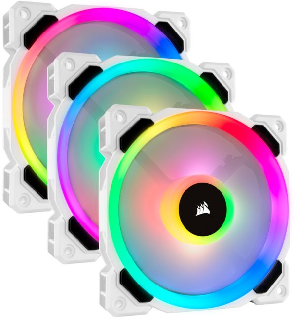 Corsair LL120 RGB 120mm Dual Light Loop White RGB LED PWM Fan - Triple Pack with Lighting Node PRO AZOTTHONOM